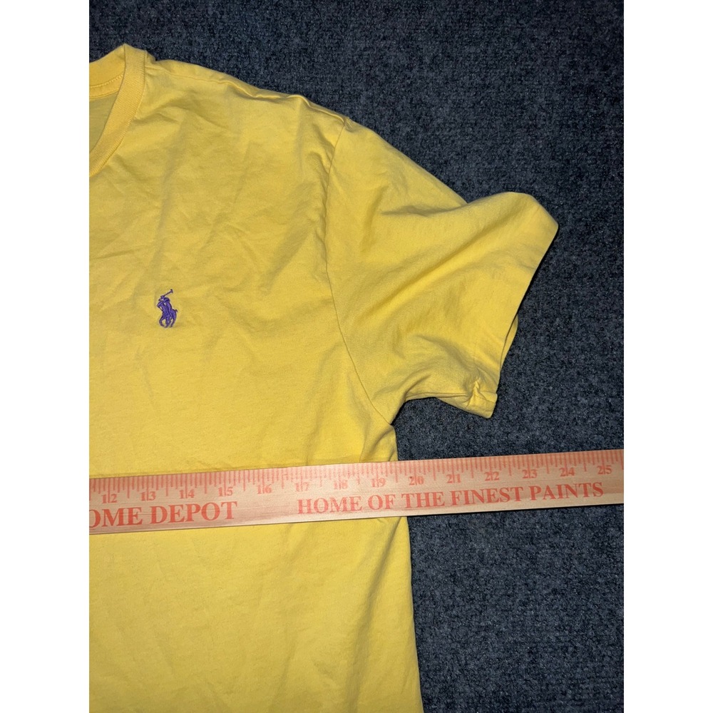 Polo Ralph Lauren Mens Medium Yellow Short Sleeve Cotton T-Shirt Purple Pony - Picture 4 of 5